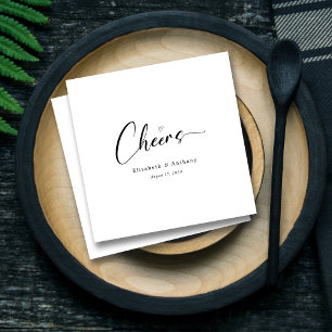 Elegant Hand-Lettering Cheers Personalised Wedding Napkin