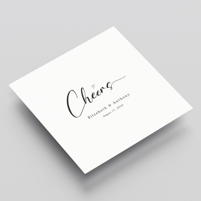Elegant Hand-Lettering Cheers Personalised Wedding Napkin (Elegant Hand-Lettering Cheers Personalized Wedding Napkins)