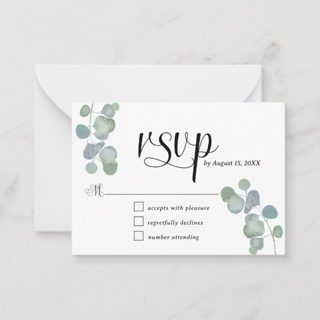 Elegant Hand-Painted Eucalyptus RSVP Card (Front)