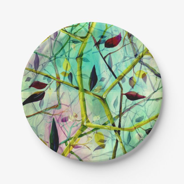 Elegant hand painted foliage paper plate (Front)