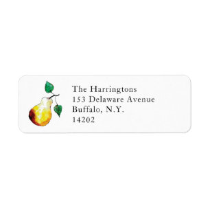 Elegant Hand-Painted Golden Pear Return Address