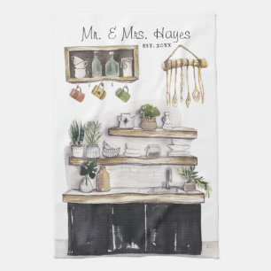 Elegant Hand Painted Kitchen Tea Towel