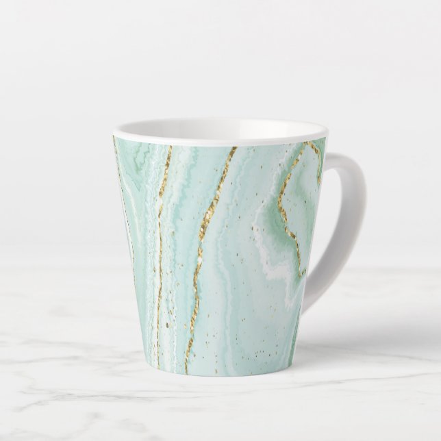 elegant hand painted liquid marble design with gli latte mug (Right Angle)