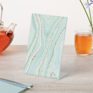 elegant hand painted liquid marble design with gli pedestal sign