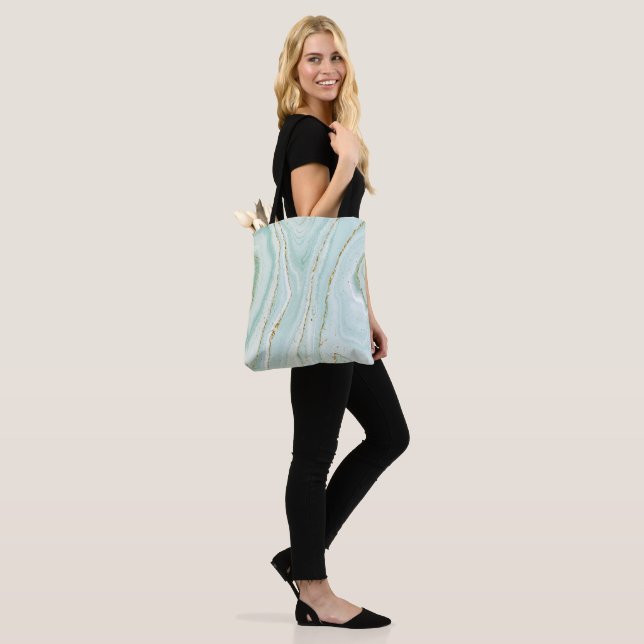 elegant hand painted liquid marble design with gli tote bag (On Model)