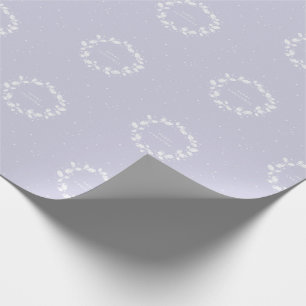 Elegant Hand Printed Purple Christmas Holly Wreath Wrapping Paper