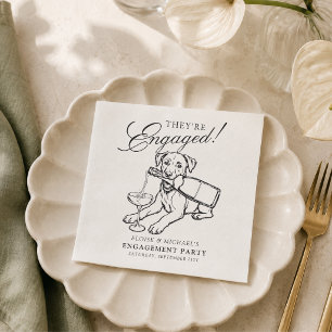 Elegant Hand Sketched Labrador Engagement Party Napkin