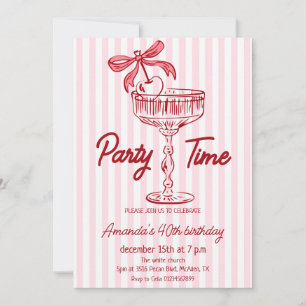 Elegant hand written Cocktail Birthday Invitation