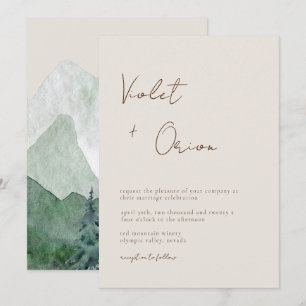 Elegant Hand-Written Mountains Wedding Invitation
