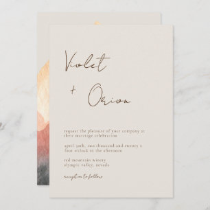 Elegant Hand-Written Mountains Wedding Invitation