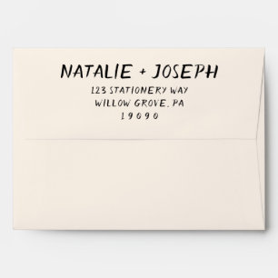Elegant Hand Written Retro Trendy Modern Wedding   Envelope
