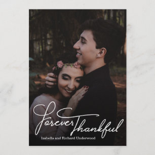 Elegant hand written typography wedding thank you card