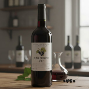 Elegant Handcrafted Black Currant  Wine Label