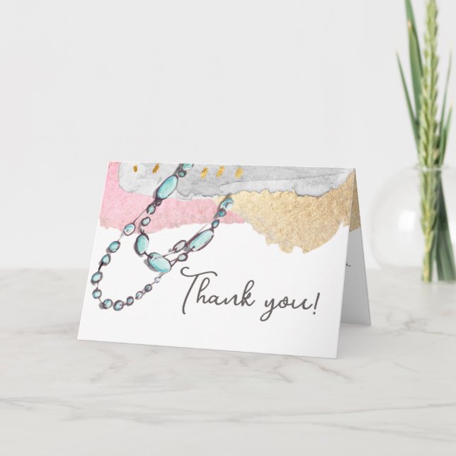 Elegant Handcrafted Jewellery & Beads Thank You Card (Front)