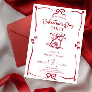 Elegant handdrawn Valentine's day party Invitation