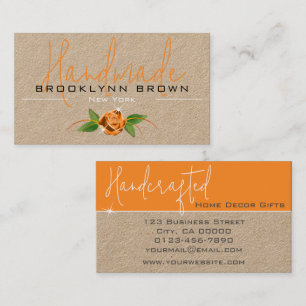 Elegant Handmade Handcrafted Rose Flower Orange Business Card