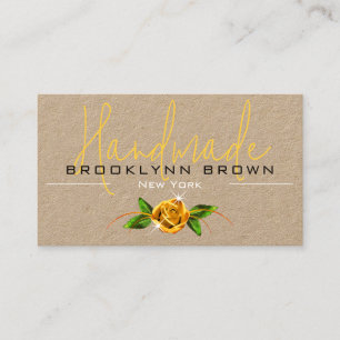 Elegant Handmade Handcrafted Rose Flower Yellow  Business Card