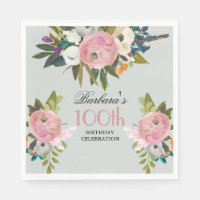 Elegant Handpainted Floral 100th Birthday Party