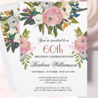 Elegant Handpainted Floral 60th Birthday Party 