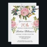 Elegant Handpainted Floral 70th Birthday Party  Invitation<br><div class="desc">Start this special 70th birthday celebration in a elegant style with this beautifully hand painted invitation with colourful yet gentle flowers -- leading with blush pink and greenery, yet adding interesting other touches of colour. All of the text can be personalised for your party including the guest of honour's age....</div>