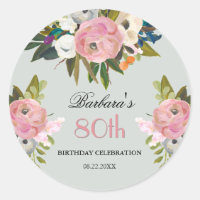 Elegant Handpainted Floral 80th Birthday Welcome