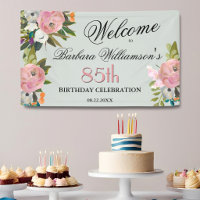 Elegant Handpainted Floral 85th Birthday Welcome 