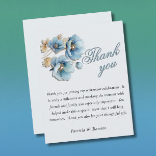 *Elegant Handpainted Floral Budget Retirement Thank You Card
