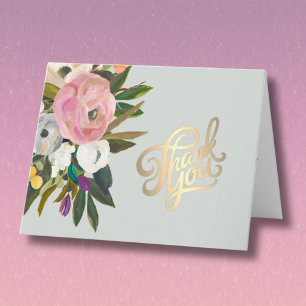 Elegant Handpainted Floral Budget Retirement Thank You Card