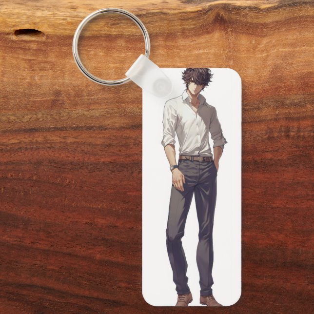Elegant Handsome Anime Man Key Ring (Front)