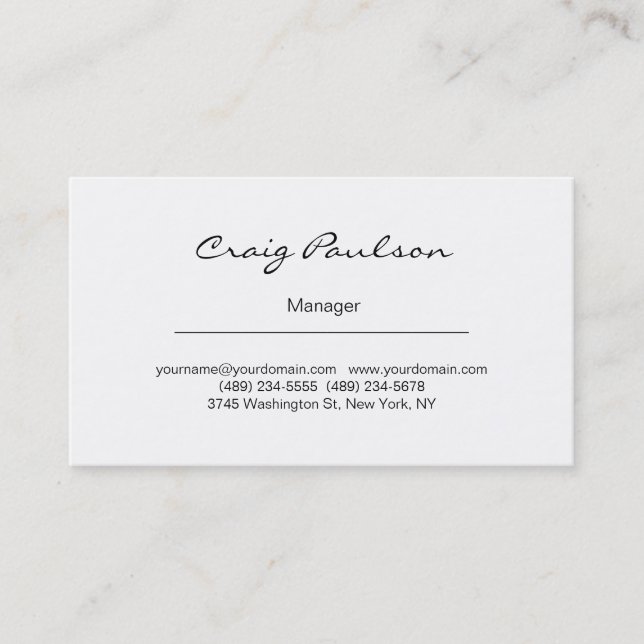 Elegant Handwriting Black & White Business Card (Front)