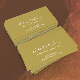 elegant handwriting calligraphy dusty-mustard business card