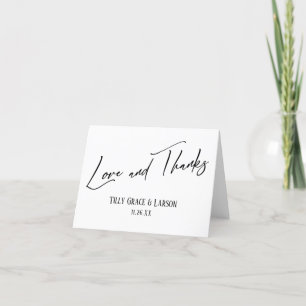 Elegant Handwriting Love and Thanks Black & White Thank You Card