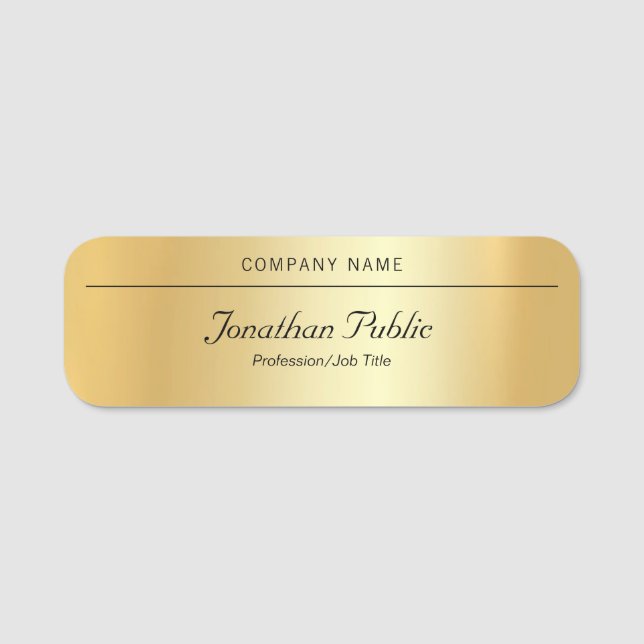 Elegant Handwriting Name Modern Gold Template Tag (Front)