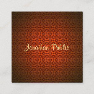 Elegant Handwriting Name Text Template Red Damask Square Business Card