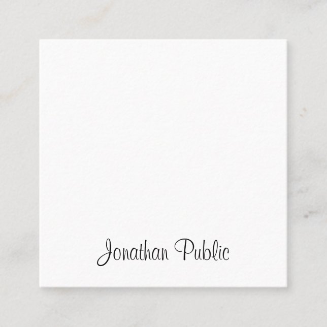 Elegant Handwriting Script Professional Modern Square Business Card (Front)