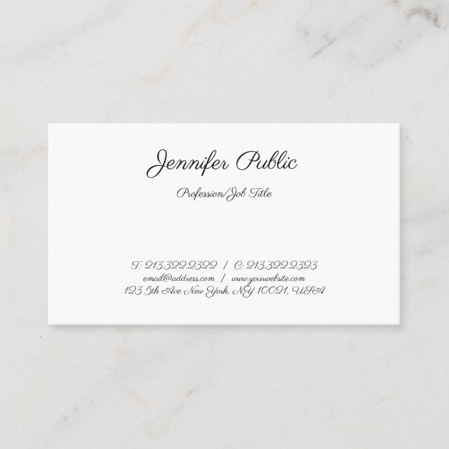 Elegant Handwriting Script Text Simple Template Business Card (Front)