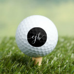 Elegant Handwriting Script White on Black Monogram Golf Balls<br><div class="desc">Personalise these golf balls with her three-letter monogram in elegant handwriting script with flourishes at the beginning and end. White text on black background.</div>
