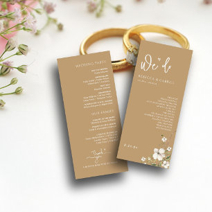 Elegant Handwriting Watercolor Floral Wedding Programme