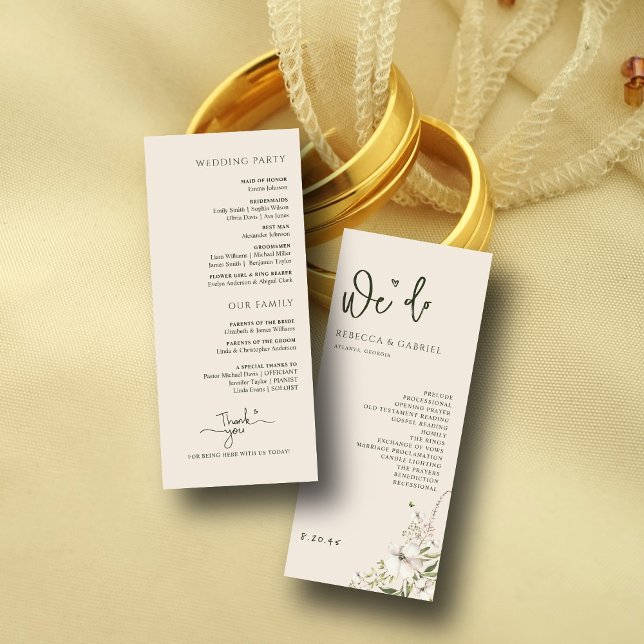 Elegant Handwriting Watercolor Floral Wedding Programme (Creator Uploaded)