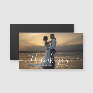 elegant handwriting wedding thank you photo magnet