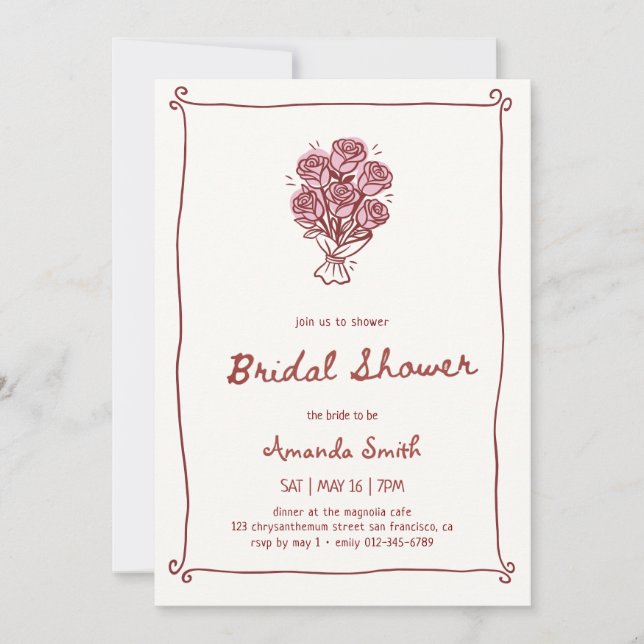 Elegant Handwritten Bridal Shower Invitation (Front)