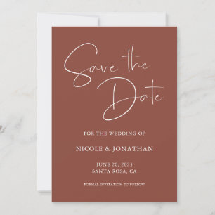 Elegant Handwritten Calligraphy Dark Terracotta Save The Date
