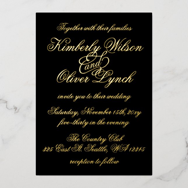 Elegant Handwritten Calligraphy Luxe Wedding  Foil (Front)