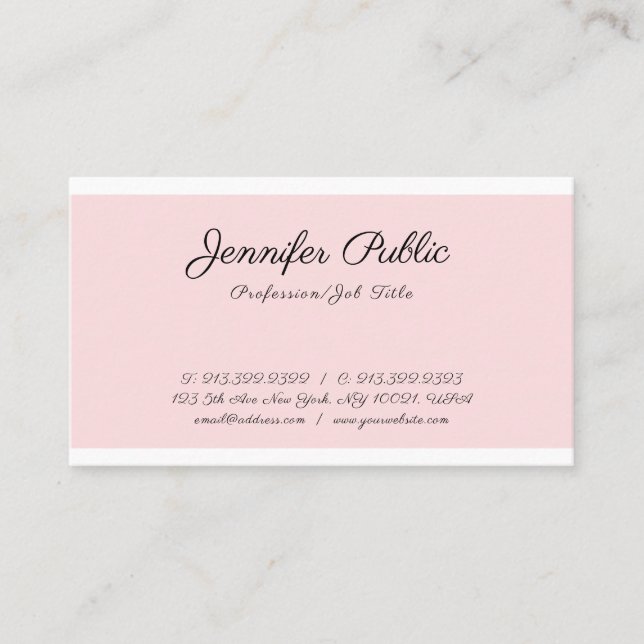 Elegant Handwritten Calligraphy Script Font Plain Business Card (Front)
