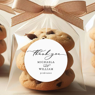 Elegant Handwritten Calligraphy Script Wedding Classic Round Sticker