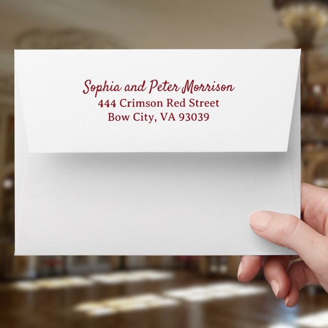 Elegant Handwritten Crimson Maroon Red Wedding Envelope (Creator Uploaded)