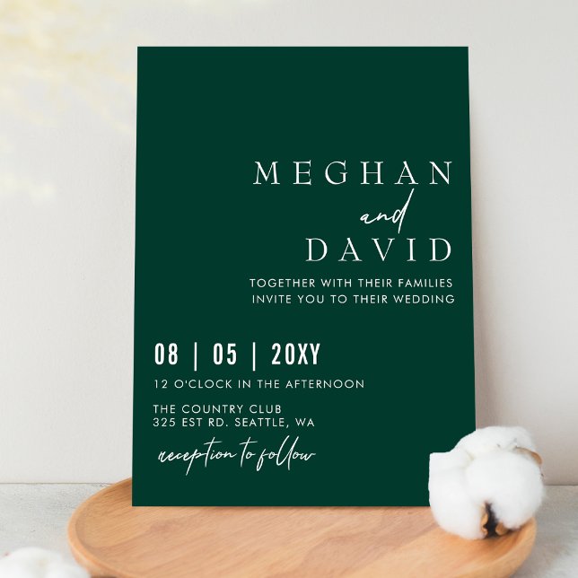 Elegant Handwritten Emerald Green Wedding Invitation (Creator Uploaded)