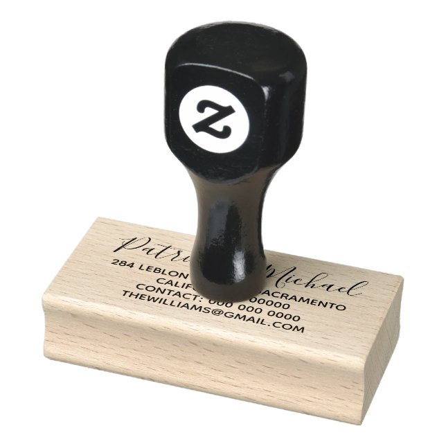 elegant handwritten font wedding return address rubber stamp (Stamp)
