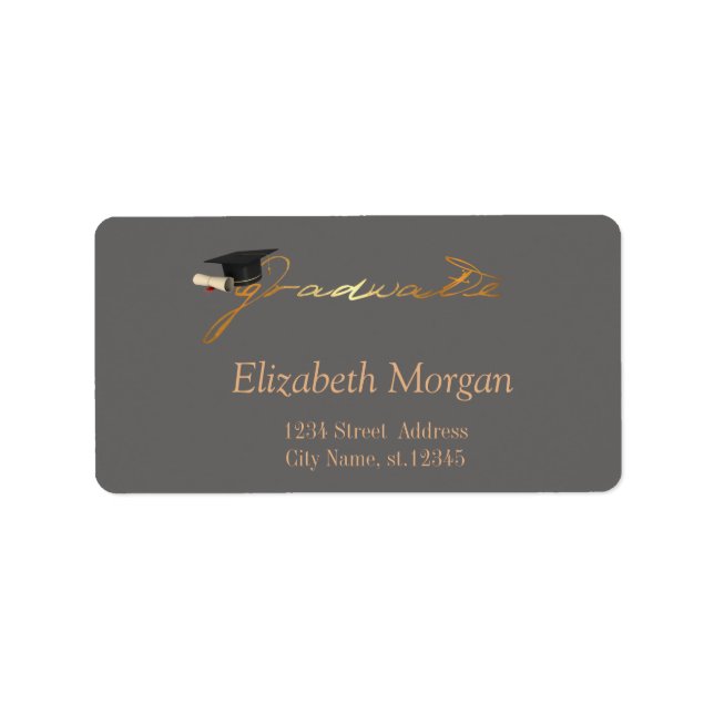 Elegant Handwritten Graduate Cap Label (Front)