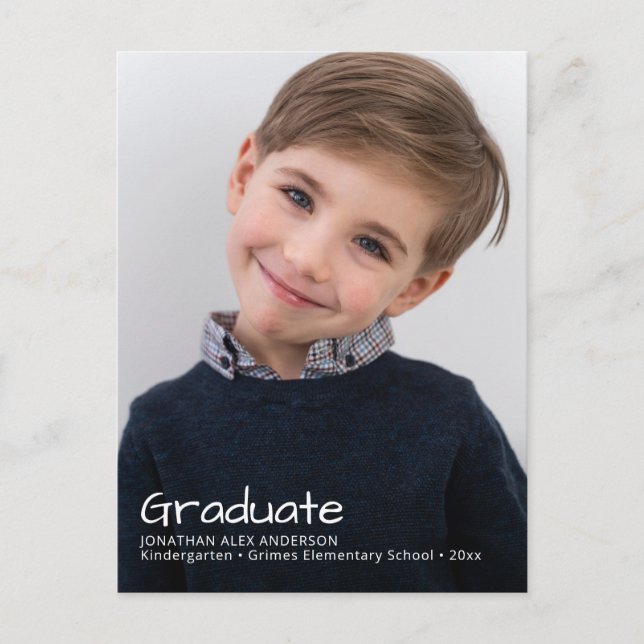 Elegant Handwritten Graduation Photo Announcement Postcard (Front)